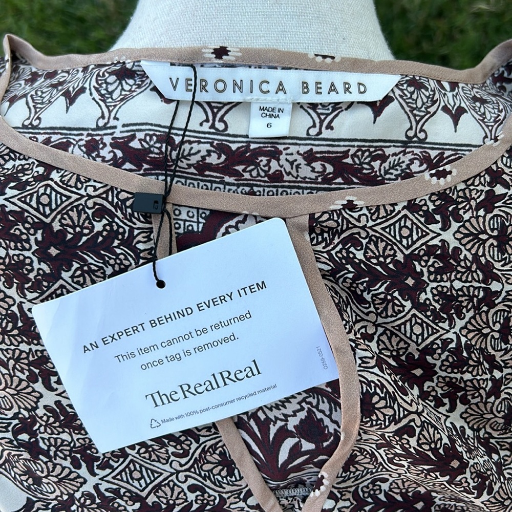 Veronica Beard Makai Print Boho Smocked Mini Dress Size 6 - Picture 5 of 15